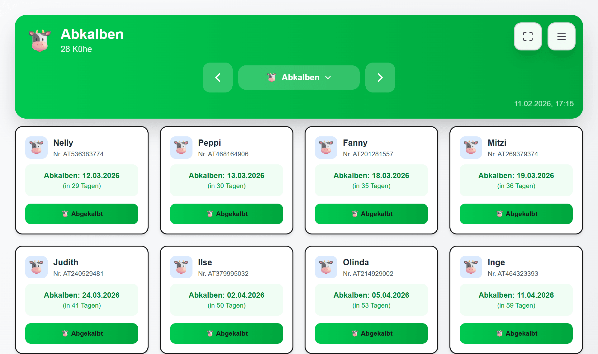 Meineherde Abkalbe-Management Dashboard