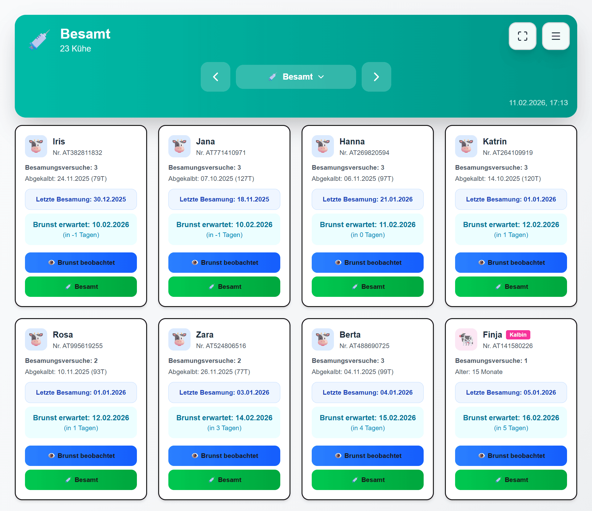 Meineherde Besamungs-Tracking Dashboard